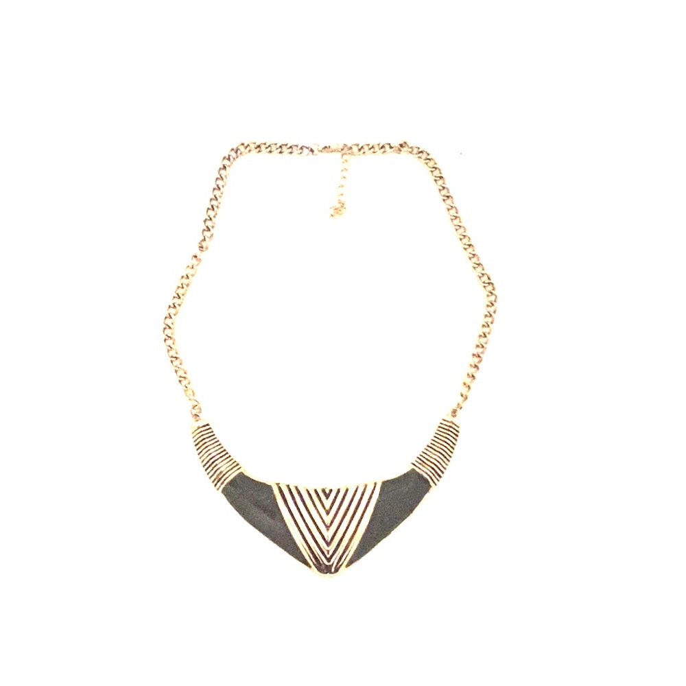 Olive Green and Gold Statement Necklace